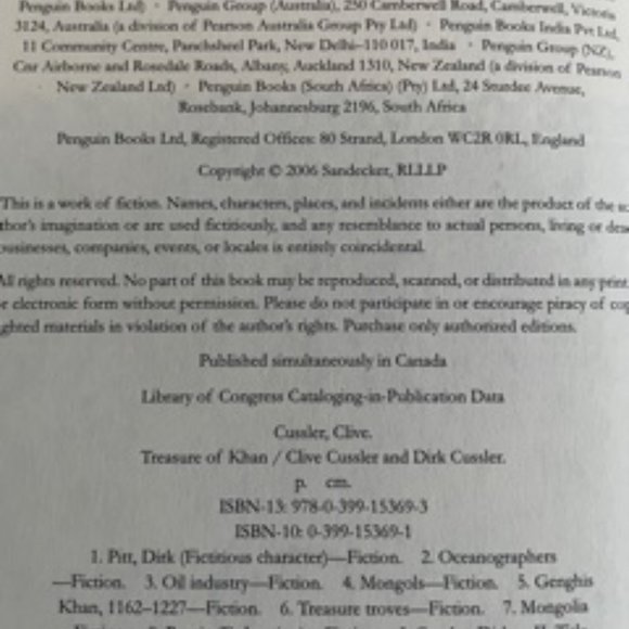 Clive Cussler Novel Treasure of Khan - Picture 3 of 5